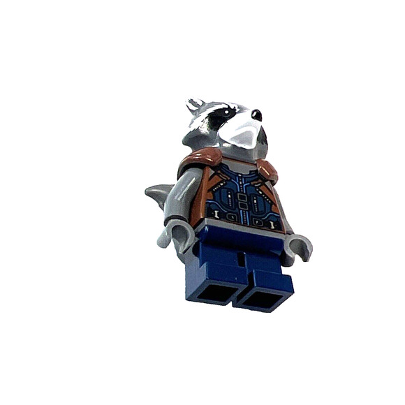 LEGO Rocket Raccoon Dark Blue Reddish Brown Outfit Dark Bluish Gray Head sh0384 - Picture 3 of 4